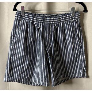 Zara Women’s Size US Medium Blue‎ White Striped Shorts Drawstring Cotton Beach